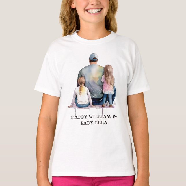 Camiseta Papá e hijas personalizados (9) (Anverso)
