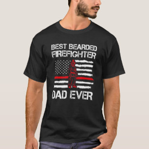 Camiseta Papá, el mejor bombero barbudo, papi, fuego