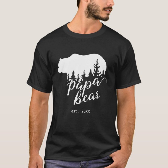 Camiseta Papa en los bosques negros y blancos es personaliz (Anverso)