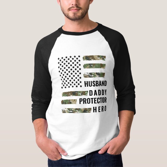 Camiseta Papá es mi protector negro (Regalo del Día del Pad (Anverso)