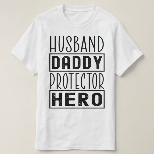 Camiseta Papá Esposo Protector Hero Veterano Papá Gracioso (Diseño del anverso)