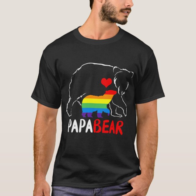 Camiseta Papá está orgulloso de papá, bandera arco iris LGB (Anverso)