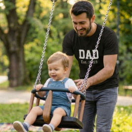 Camiseta Papá Establecido Blanco Negro Negrita