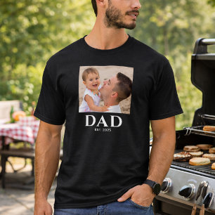 Camiseta Papá Establecido Foto Día del Padre Negro