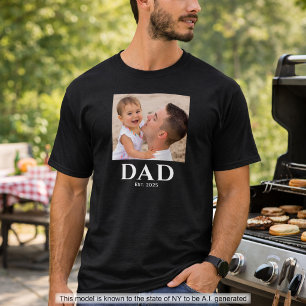 Camiseta Papá Establecido Foto Día del Padre Negro