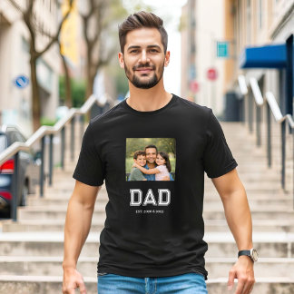 Camiseta Papá Establecido Foto Tipografía Moderna Negra