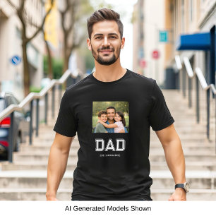 Camiseta Papá Establecido Foto Tipografía Moderna Negra