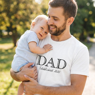 Camiseta Papá Establecido Negrita Blanco Negro