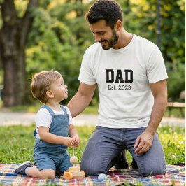 Camiseta Papá Establecido Negrita Blanco Negro