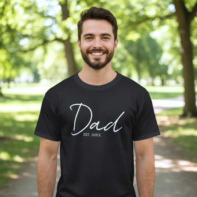 Camiseta Papá Establecido Script Mínimo Blanco Negro (Subido por el creador)