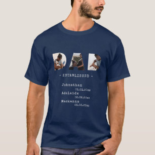 Camiseta Papá estableció que los niños nombran Collage d