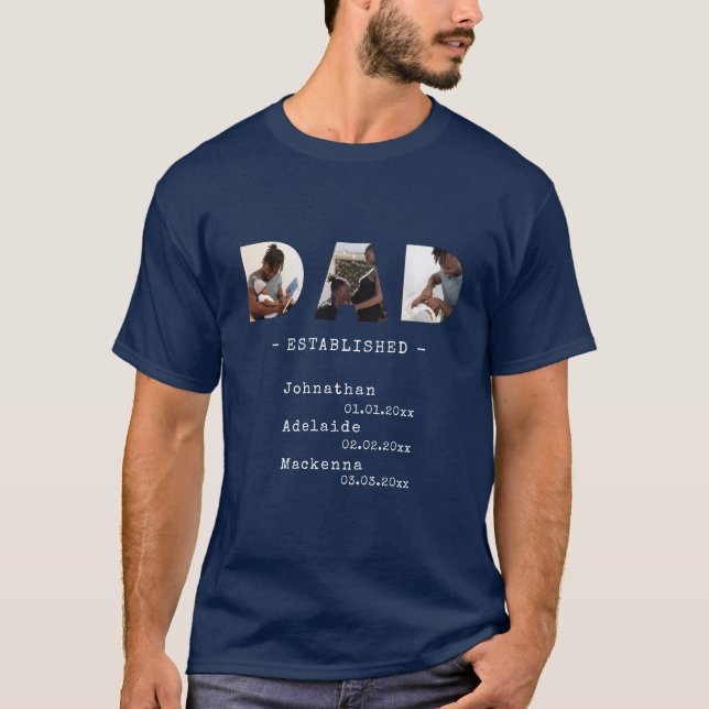 Camiseta Papá estableció que los niños nombran Collage de f (Anverso)