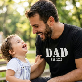 Camiseta Papá Estableció Tipografía Blanca Simple Negra