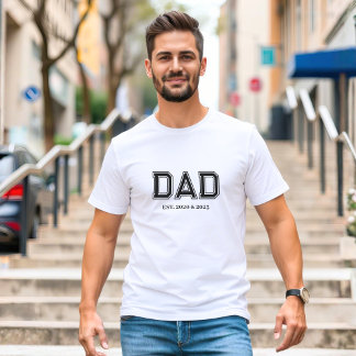 Camiseta Papá Estableció Tipografía Moderna Simple Blanca