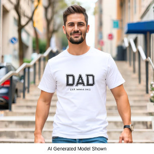 Camiseta Papá Estableció Tipografía Moderna Simple Blanca