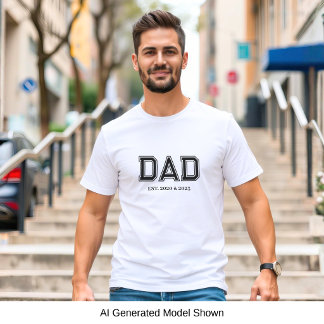 Camiseta Papá Estableció Tipografía Moderna Simple Blanca