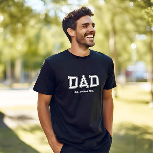 Camiseta Papá Estableció Tipografía Moderna Simple Negra