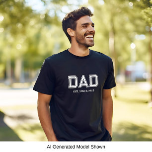 Camiseta Papá Estableció Tipografía Moderna Simple Negra