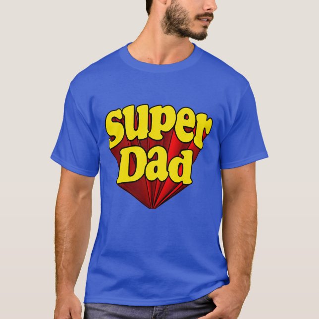 Camiseta Papá estupendo, super héroe rojo/amarillo/el día (Anverso)