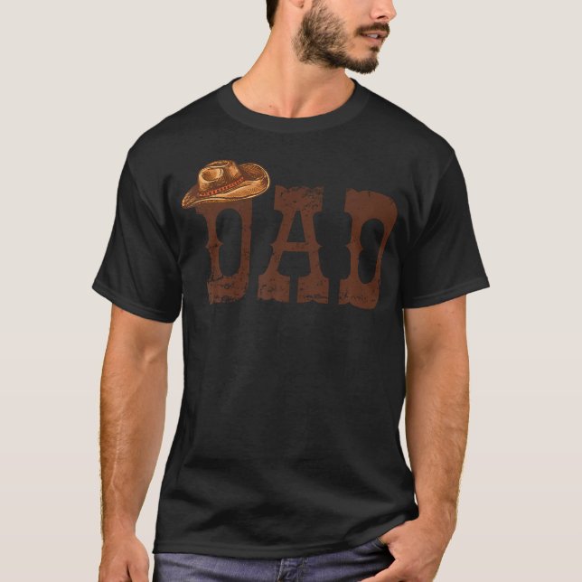 Camiseta Papá Familia Occidental Coincidiendo con Cowboy de (Anverso)