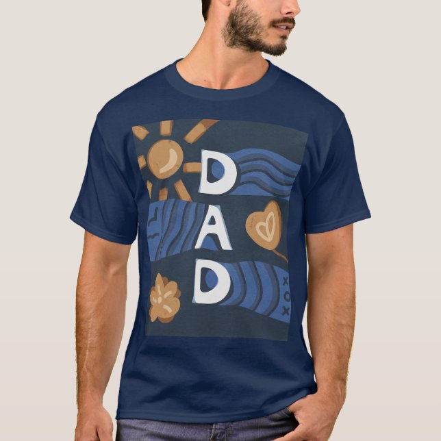 Camiseta Papá - Feliz Día del Padre Azul de la Marina (Anverso)