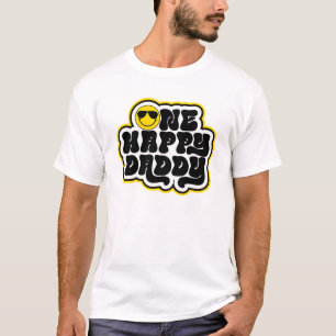 Camiseta Papá Feliz Retro Amarillo y Negro