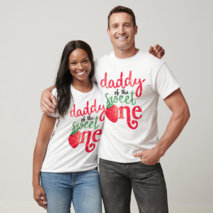 Camiseta Papá Fresa Adorable del Dulce Uno Conjunto Fa