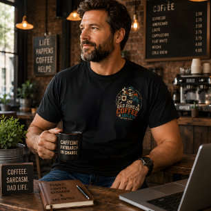 Camiseta Papá Funciona Con Café Y Sarcasmo Divertido día de
