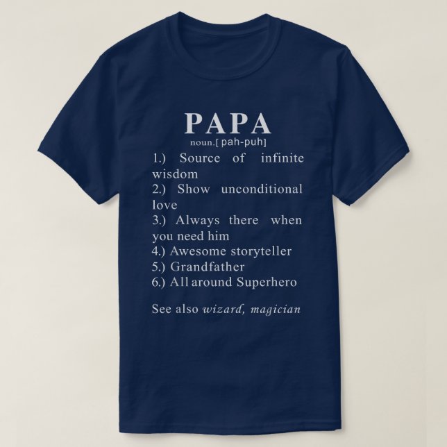 Camiseta Papa Funny Definition For Men And Father Day  (Diseño del anverso)