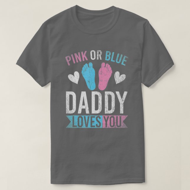 Camiseta Papá Futuro Rosa O Papi Azul Te Ama Género Rev (Diseño del anverso)