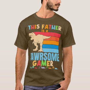 Camiseta Papá Gamer Dinosaur Divertido videojuego Big Tre D