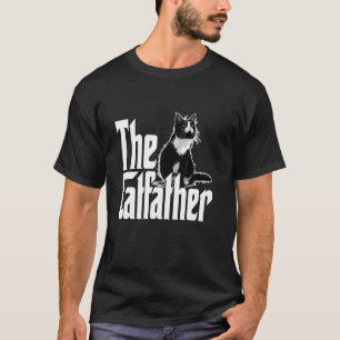 Camiseta Papá Gato El Padrino Gato Gordo Blanco y Negro Ado