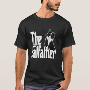 Camiseta Papá Gato El Padrino Gato Gordo Blanco y Negro Ado