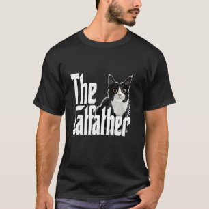 Camiseta Papá Gato El Padrino Gato Gordo Blanco y Negro Ado