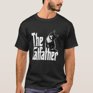 Camiseta Papá Gato El Padrino Gato Gordo Blanco y Negro Lin