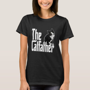 Camiseta Papá Gato El Padrino Gato Lindo Gato Negro y Blanc