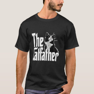 Camiseta Papá Gato El Padrino Gato Lindo Gato Negro y Blanc