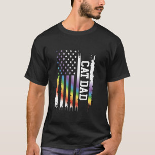 Camiseta Papá Gato Estados Unidos Distressed Arcoíris con b