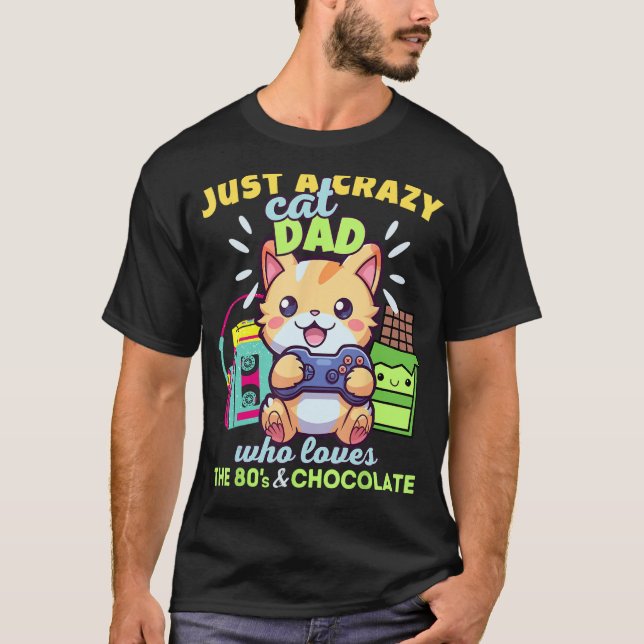 Camiseta Papá Gato Loco A Quien Le Encanta Jugar Gatos De C (Anverso)