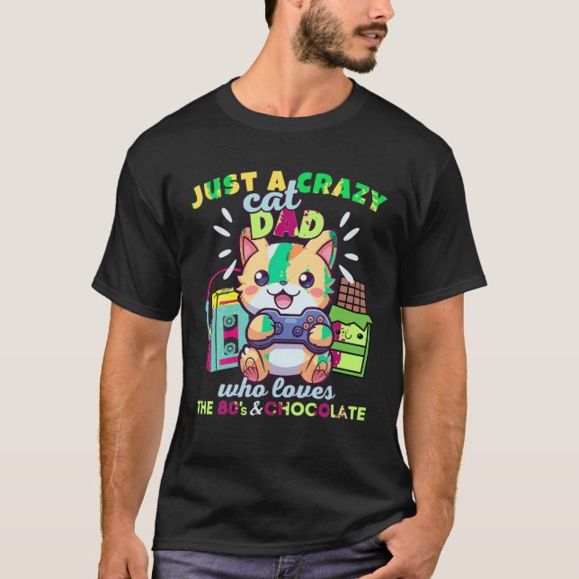 Camiseta Papá Gato Loco Que Ama A Los Gatos De Juegos Choco (Anverso)