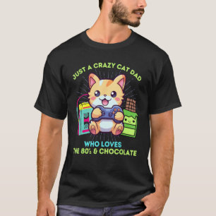 Camiseta Papá Gato Loco Que Ama Gatos Jugadores Chocolate Y