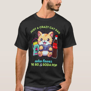 Camiseta Papá Gato Loco Que Ama Los Videojuegos Refresco Y
