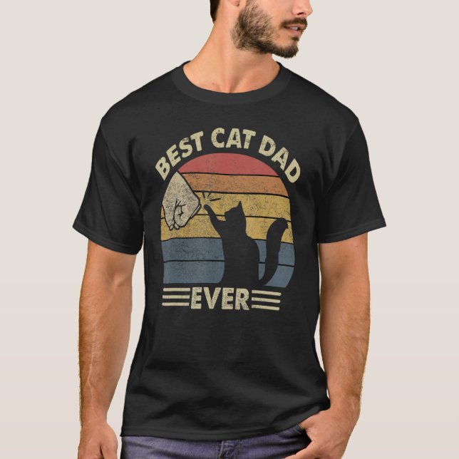 Camiseta Papá Gato Negro - El Mejor Padre Gato Que Nunca Ga (Anverso)
