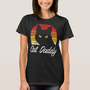 Camiseta Papá gato negro papá Mascota animal de la línea de
