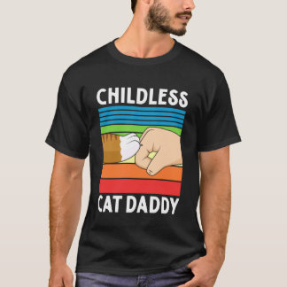 Camiseta Papá Gato Sin Hijos Puño Retro Divertido Padre Gat