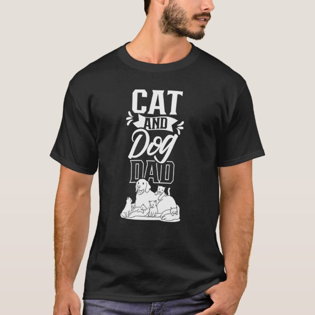 Camiseta Papá Gato Y Perro Papá Gatos Perros Papá Papá Papá (Anverso)