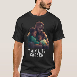 Camiseta Papá gemelo negro Día del padre Vida de gemelos el