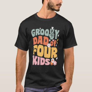 Camiseta Papá genial de cuatro hijos Retro Regreso a la esc