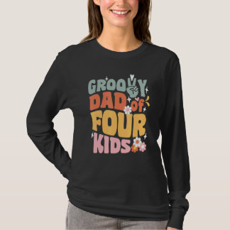 Camiseta Papá genial de cuatro hijos Retro Regreso a la esc