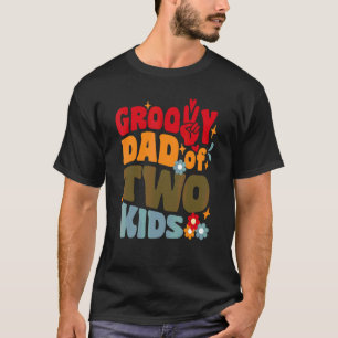 Camiseta Papá genial de dos hijos Retro ondulado años 70 Vi